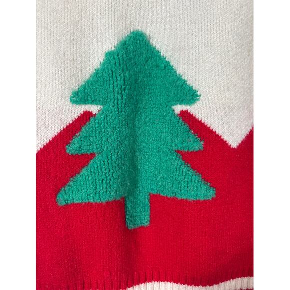 Nora Madison Cardigan Sweater 6 7Y Cream Red Green Christmas Tree Winter Varsity - Picture 8 of 10